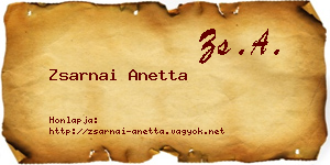 Zsarnai Anetta névjegykártya
